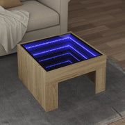 vidaXL Tavolino da Salotto con LED Infinity Rovere Sonoma 50x50x30 cm