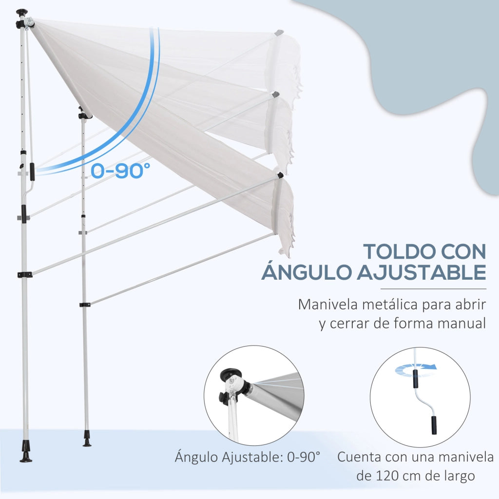 Telo da Sole Manuale Retrattile ¨C zephmum ¨C Bianco 200x150x170-280 cm