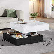 Tavolino da Caff¨¨ con Piano Rotante 360¡ã e Cassetti ¨C MINIMAL ¨C Bianco/Nero, 70x70x40