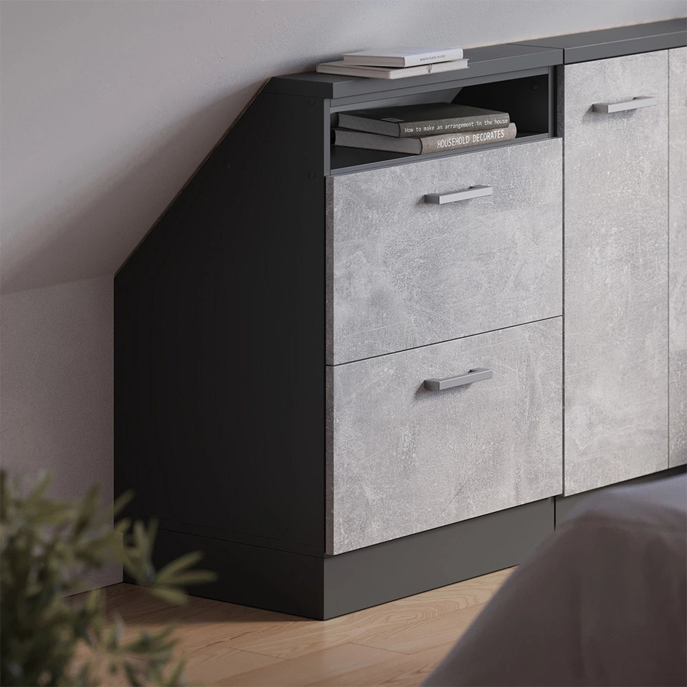 Mobile sottotetto Rion Calcestruzzo/Antracite con 2 cassetti Vicco
