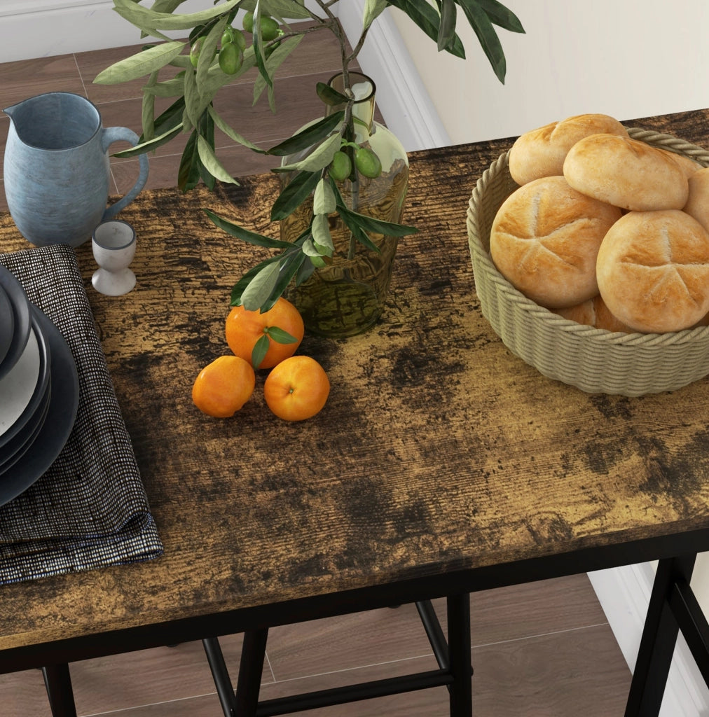 Set tavolo bar con 2 sgabelli in MDF marrone, 105 x 40 x 90 cm