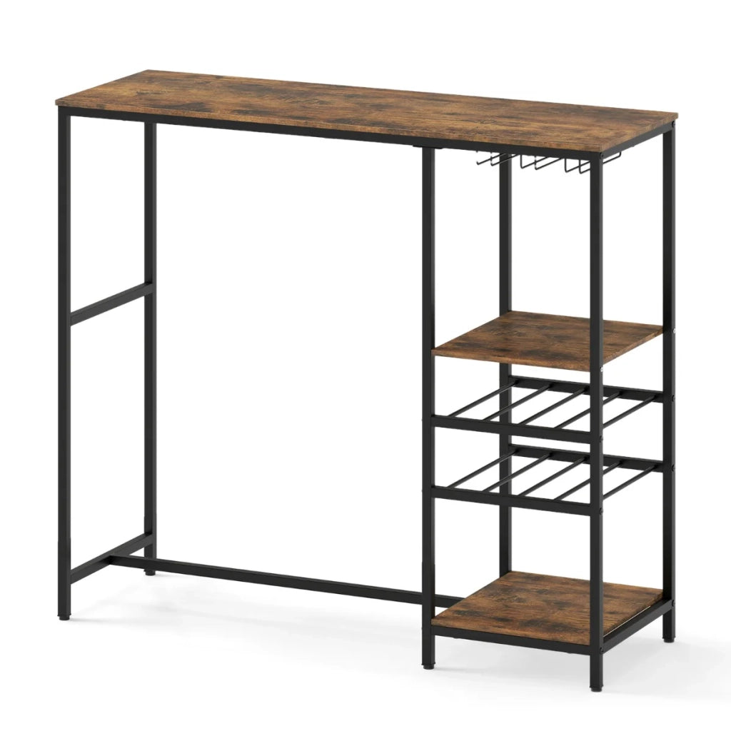 Tavolo da bar 122 x 40 x 105 cm con spazio per vino e bicchieri stile rustico legno ingegnerizzato marrone 20_0013900