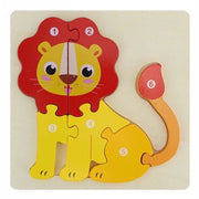Trade Shop - Puzzle 3d Blocchi Legno Forma Di Leone Educativo Colorato Gioco Bambini Animali -