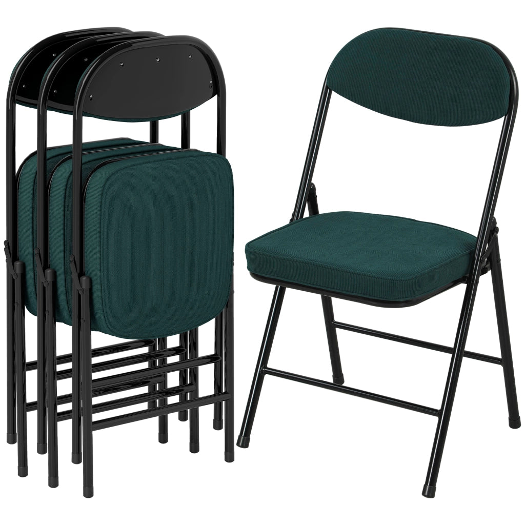Set 4 Sedie Pieghevoli ¨C Xylo ¨C Velluto Blu Seduta Imbottita Schienale