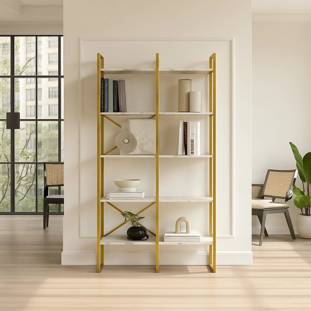 Biblioteca Zephirine, Libreria 5 Ripiani, 88x30x175h cm Grigio