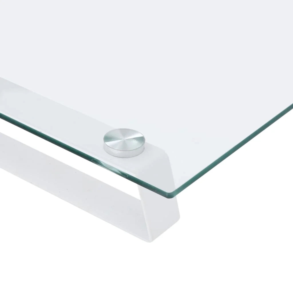 Supporto per monitor mobile da scrivania 40 x 20 x 8 cm vetro temperato e metallo bianco 02_0044859