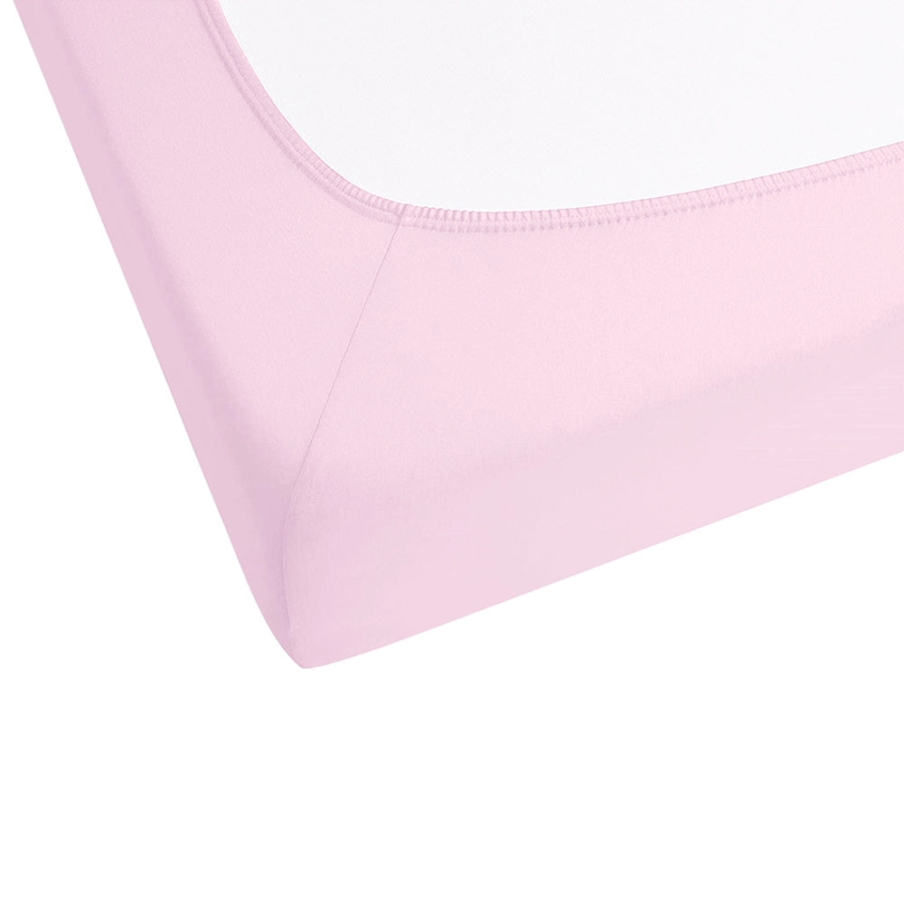 Lenzuolo con angoli cotone rosa pastello 180 x 200 cm con bordi elastici modello classico a tinta unita camera da letto classica