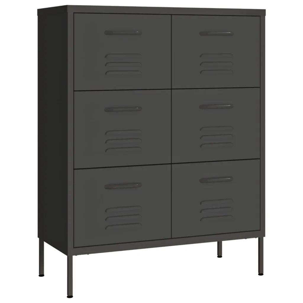 Mobile a 6 cassetti da 80 x 35 x 101,5 cm con guide in acciaio antracite design moderno e robusto 02_0046841