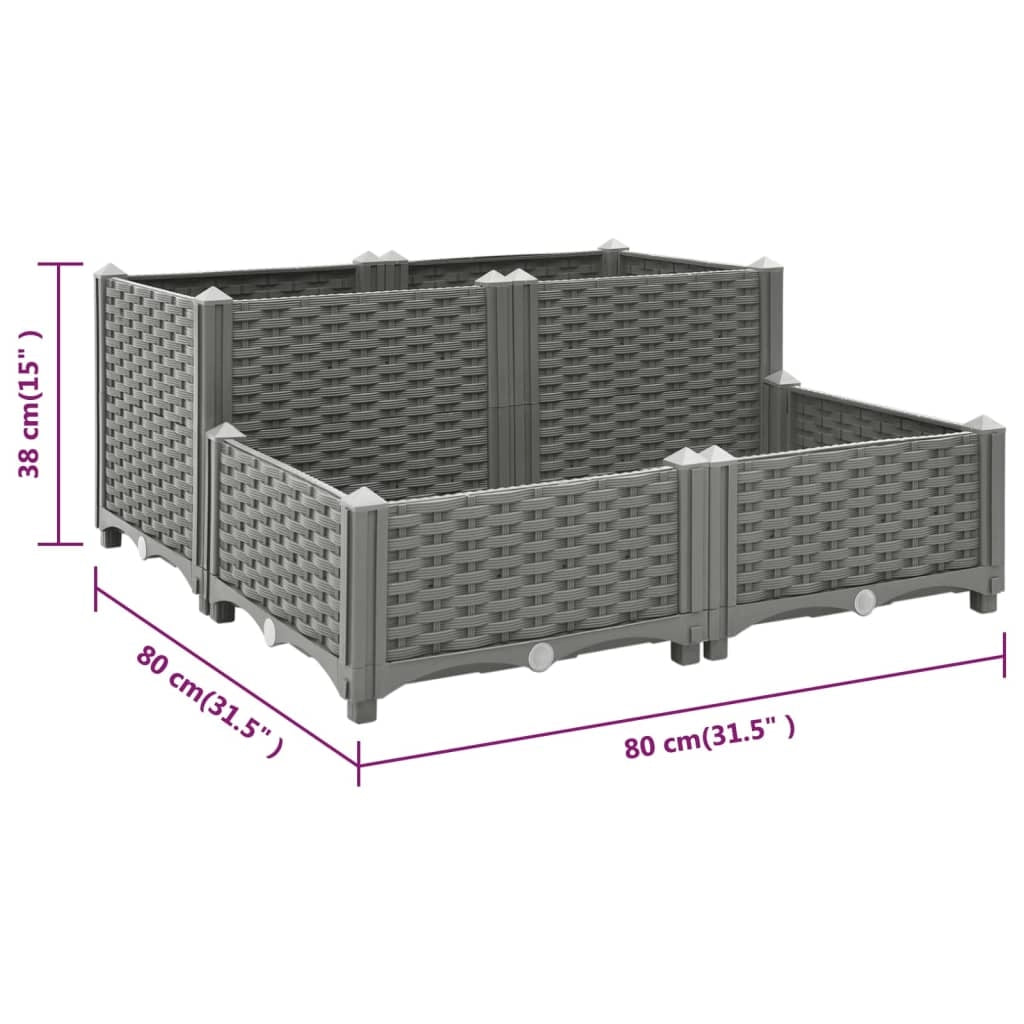 Fioriera rialzata per piante fiori terrazza giardino 80 x 80 x 38 cm polipropilene grigio 02_0039248
