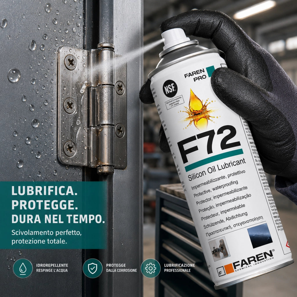 Faren f72 olio silicone spray 400ml lubrificante idrorepellente metalli 2 pezzi