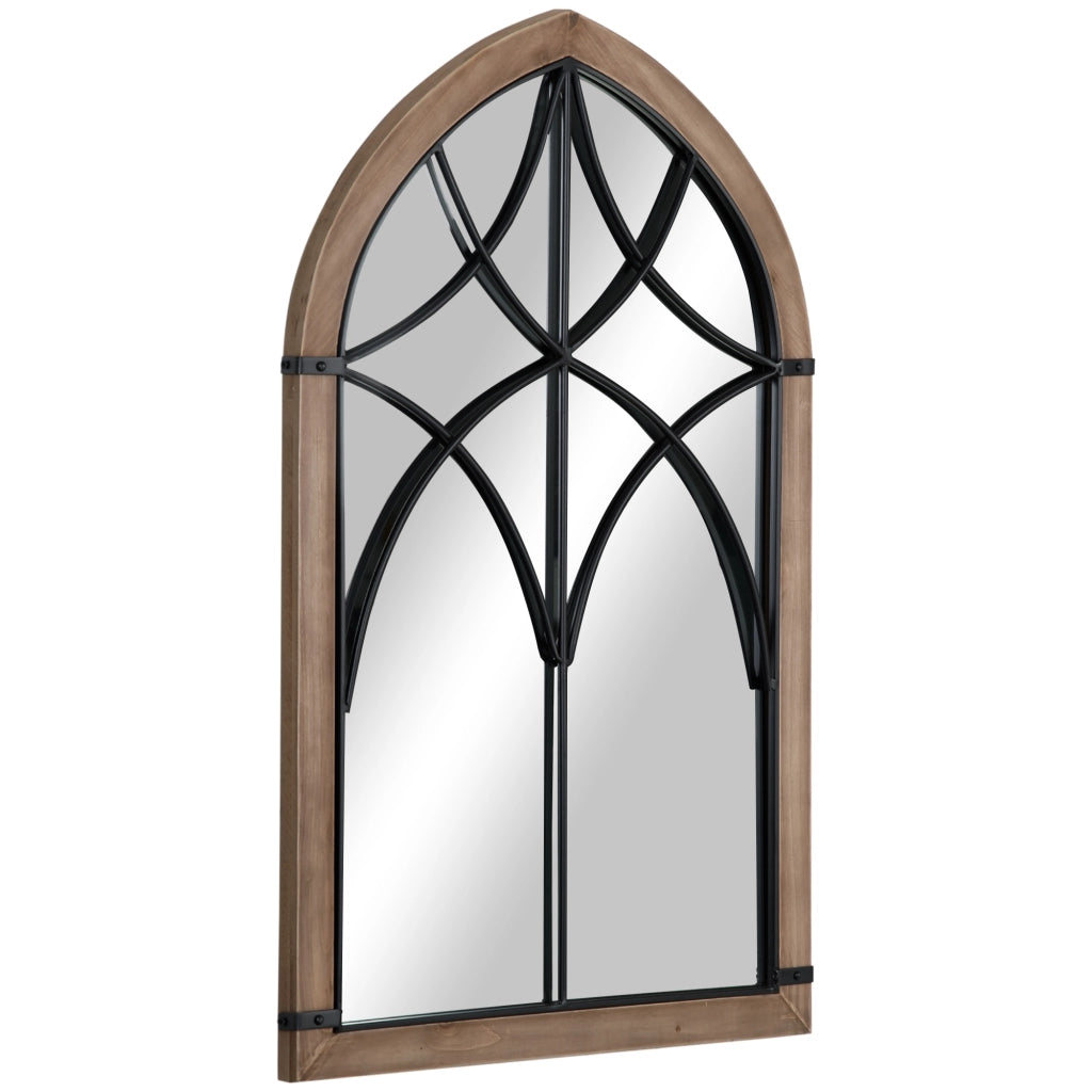 Specchio da Parete con Ganci ¨C Zephmum ¨C Legno e Vetro Marrone Nero 60x93 cm