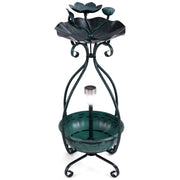 Vaschetta e mangiatoia vintage con piedistallo e luci solari per uccelli da giardino, Mangiatoia solare per uccelli da esterno Bronzo-Altri animali