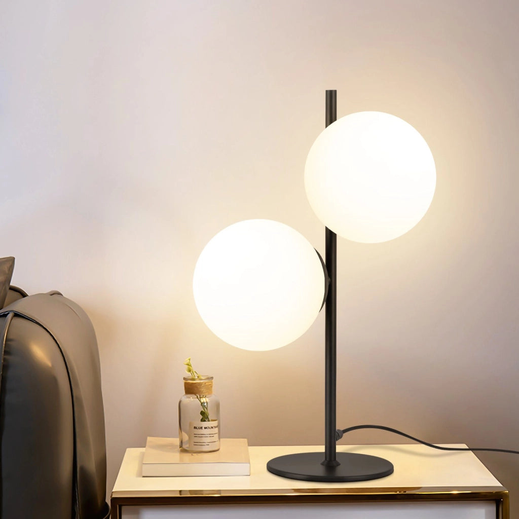 ZMH Lampada da tavolo nera vintage metallo vetro moderno E27 per soggiorno comodino