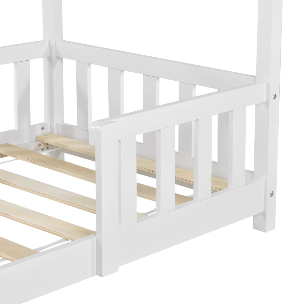 Letto per Cameretta Sisimiut a Forma di Casetta 80x160 cm Bianco [en.casa]