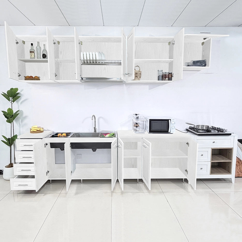 Mobile Base Cucina Componibile Boiserie Bianco Frassinato con 1 Anta 2 Scomparti