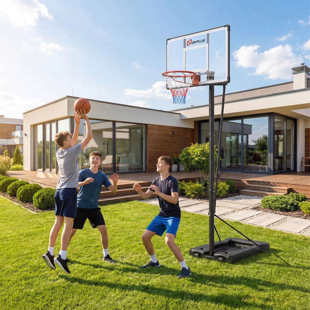 Canestro da basket portatile altezza regolabile 226 - 361 cm, Canestro basket con base riempibile tabellone infrangibile ruote