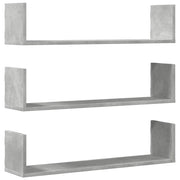 3 pz Mensole a Parete | Scaffale Parete | Ripiano a parete Grigio Cemento 80x18x18 cm in Truciolato