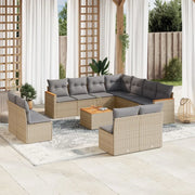 Set Divani da Giardino 12 pz con Cuscini Beige in Polyrattan