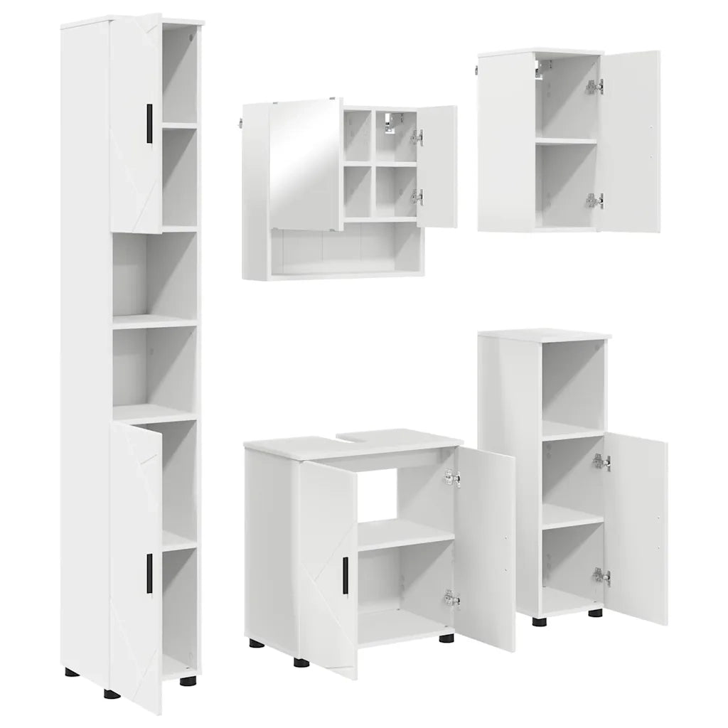 Set di mobili per il bagno Montaggio a parete 5 pcs Bianco