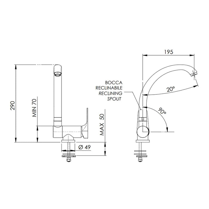 Rubinetto per lavello con bocca alta girevole tipo lusso - serie class line