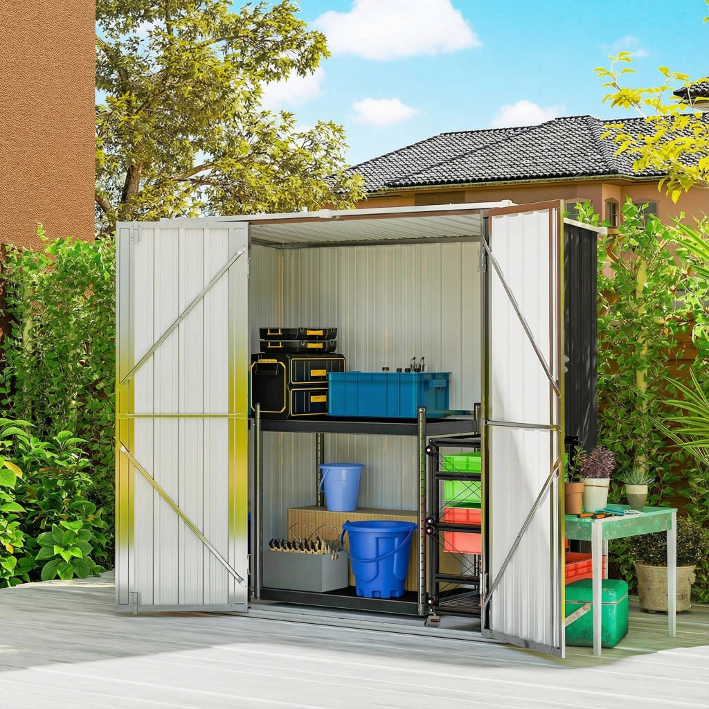 Casetta da Giardino in Metallo ¨C zephmum ¨C Grigio 163x89x163 cm