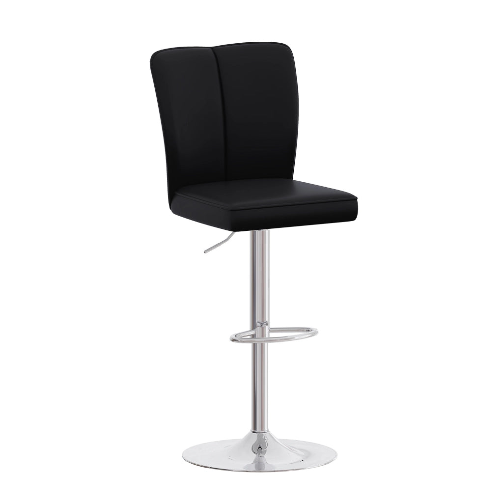 Sgabello da bar girevole set da 2 con altezza regolabile e poggiapiedi in PU con base metallica nero e argento
