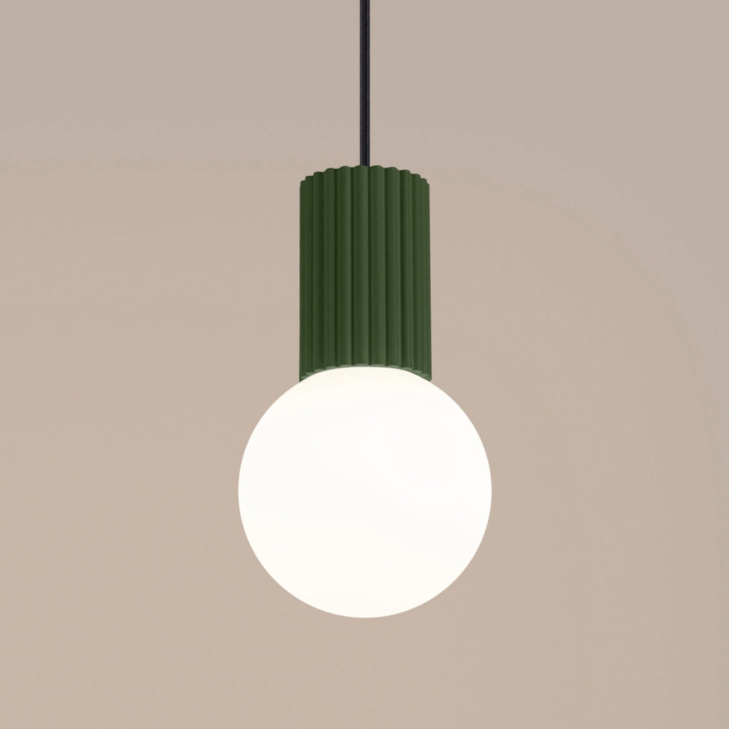 Lampada a sospensione SFERA vetro oliva sfera bianca G9
