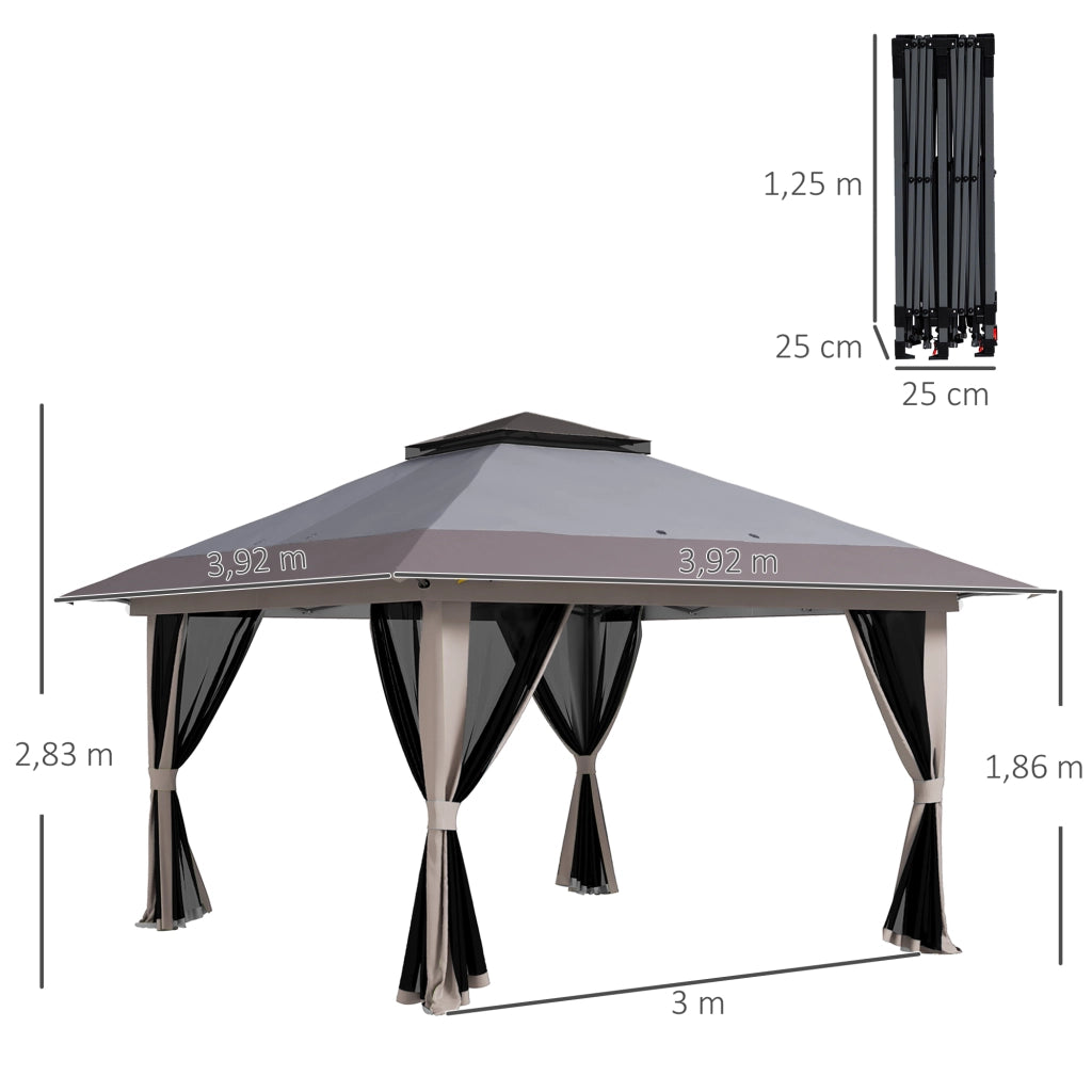 Carpa Pieghevole Pop-up 4x4x2.8 m ¨C Zephmum ¨C Grigio Chiaro