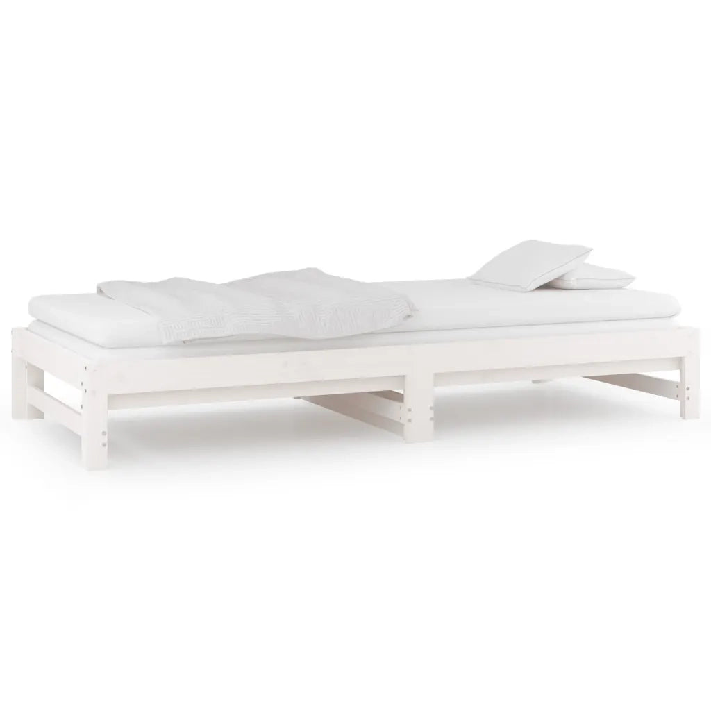 Letto singolo | Letto per adulti | Dormeuse Estraibile Bianca 2x(90x190) cm Legno Massello di Pino