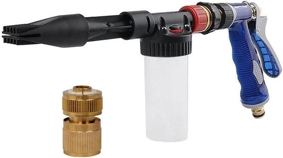 Hogedrukspuitpistool per auto - 2-in-1 sproeireiniger con flacone schiuma - blu