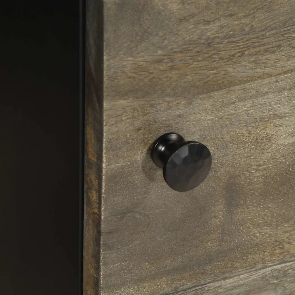 Comodini 2pz-Set di 2 Tavolino da notte Grigio Chiaro 40x33x46 cm in Legno Massello Mango 312329