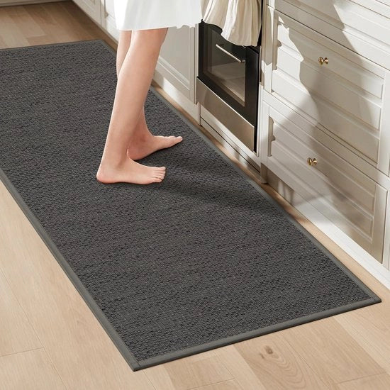 Tappeto antiscivolo per cucina 60x150cm, tappeto antiscivolo per cucina, tappeti per cucina, tappeto lavabile per corridoio, tappeto assorbente per cucina, corridoio, lavanderia, grigio
