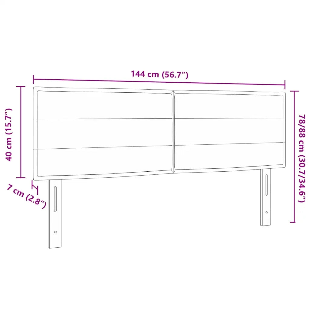 Testiera LED con strisce LED Marrone Scuro 144 cm Tessuto 3337988