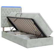 Letto con contenitore LED e materasso Grigio Chiaro 3460050