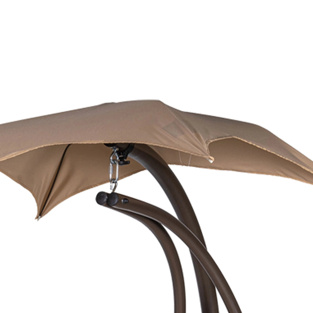 Dondolo Lettino Sospeso Da Giardino Con Parasole e Cuscino 2x2 Amaca Colore Beige