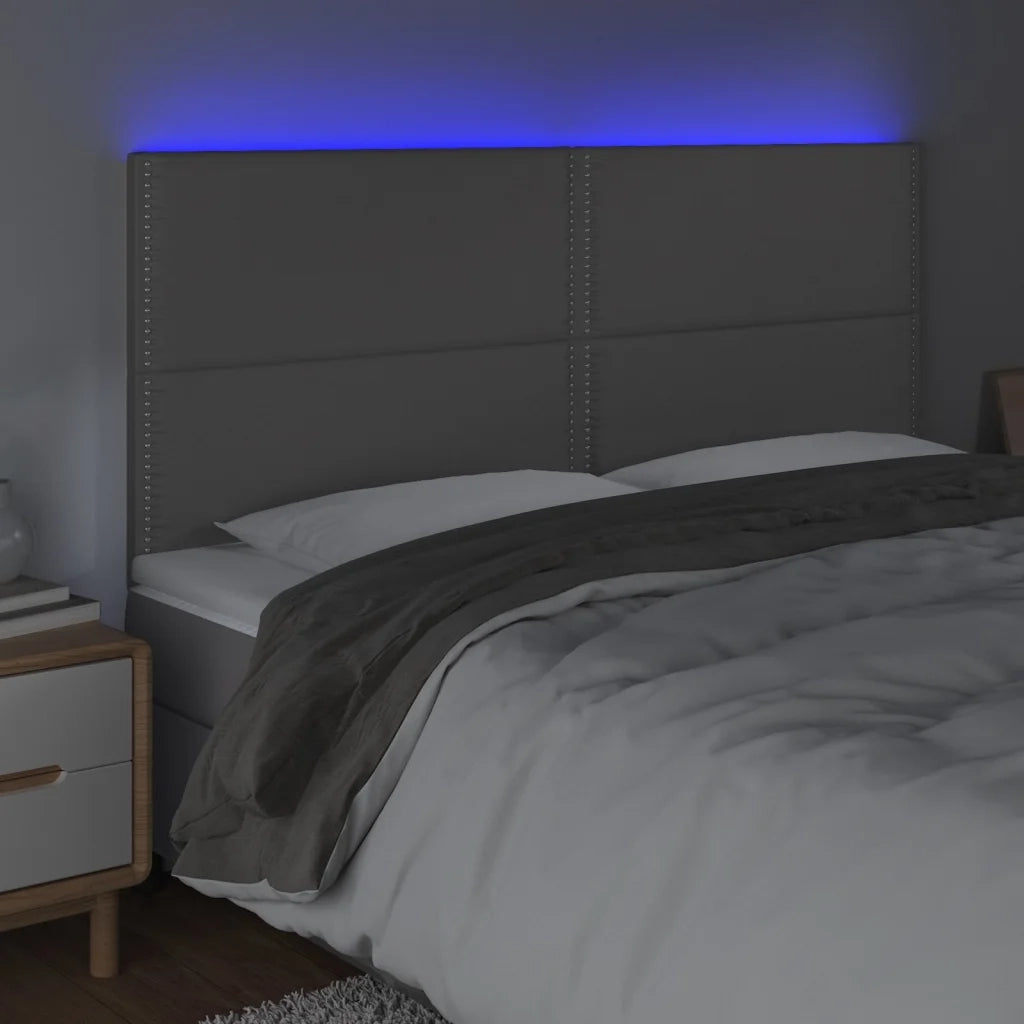 Testiera | Testata a LED Grigio 200x5x118/128cm in Similpelle