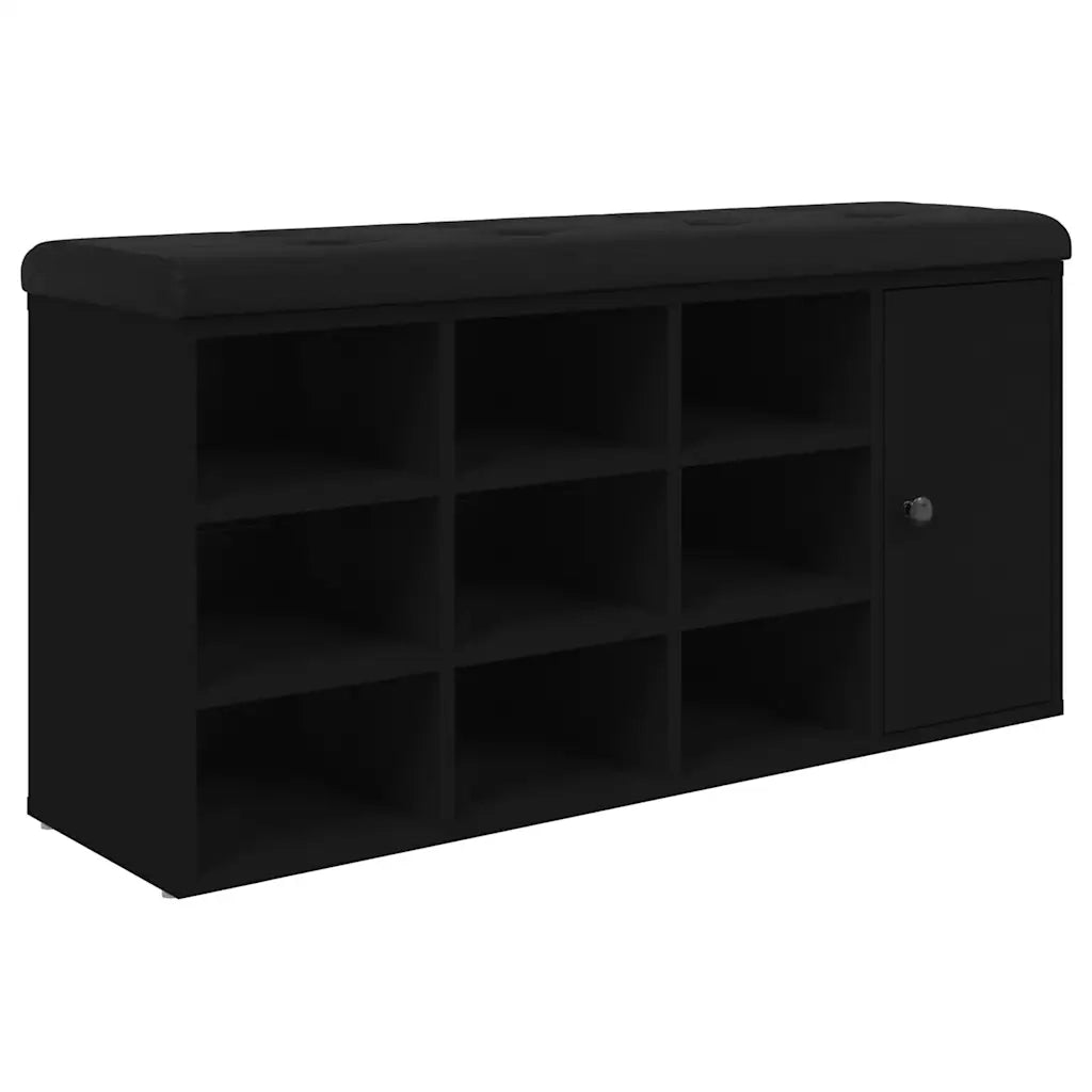 Panca Porta Scarpe-Sgabello-Panca Scarpiera Nera 102x32x50 cm in Legno Multistrato 322285