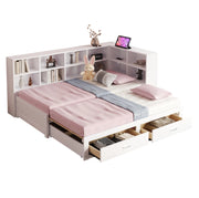 Letto multifunzione 90/180x190 cm con letto estraibile; contenitore; legno; bianco