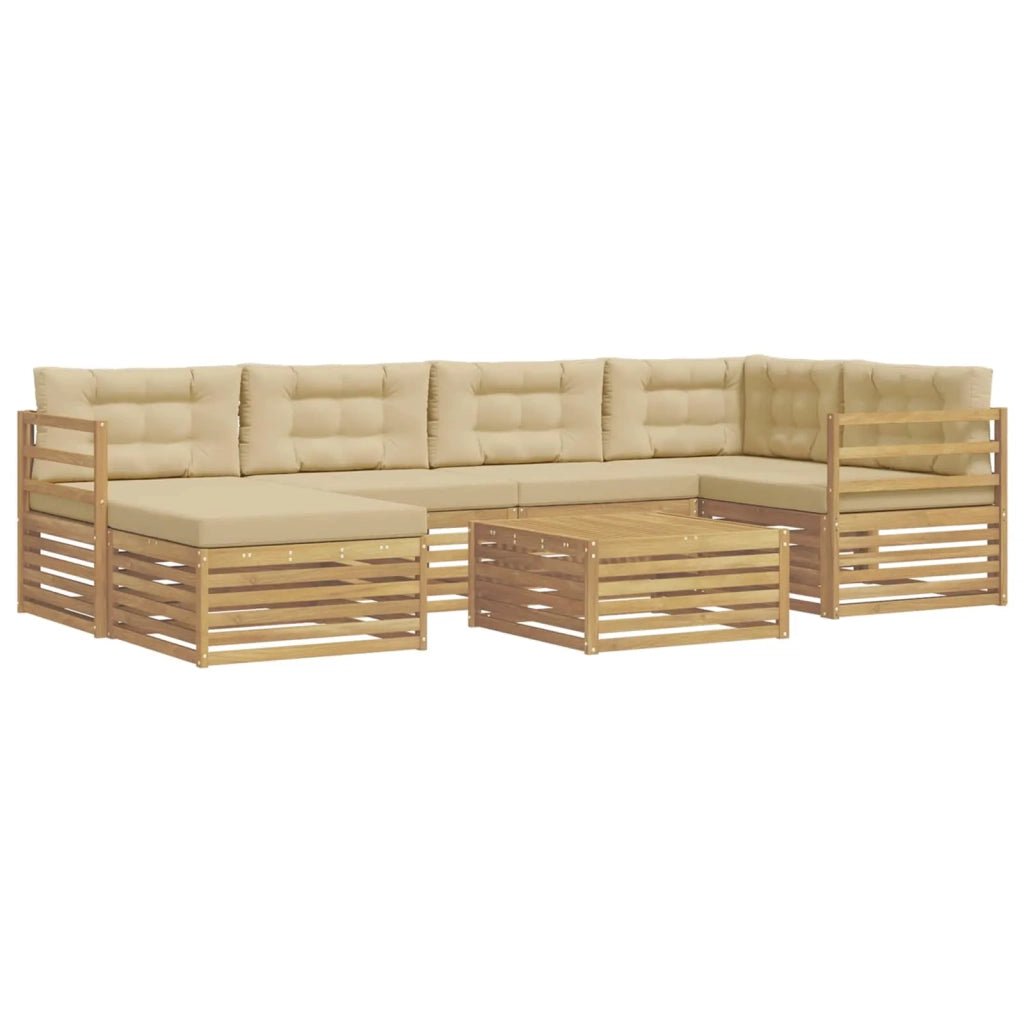 Set di divani da esterno con cuscino 7 pcs Bianco e Beige