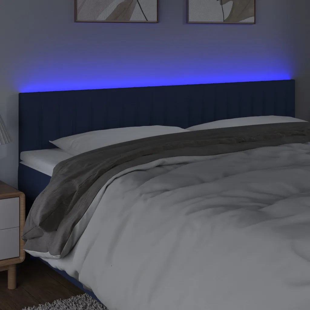 Testiera | Testata a LED Blu 160x5x78/88 cm in Tessuto
