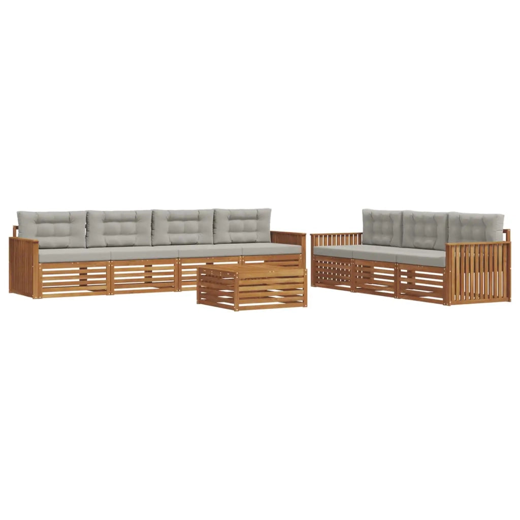 Set di divani da esterno 8 pcs Grigio Naturale e Chiaro 3373136