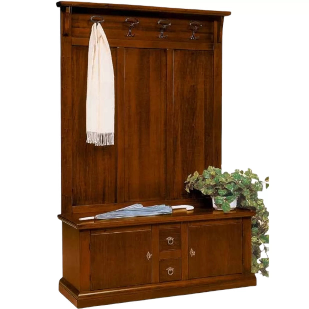 Attaccapanni cassapanca 4 posti in legno l.121 x p.45 h.185 (37-38f) - Mobili 2G
