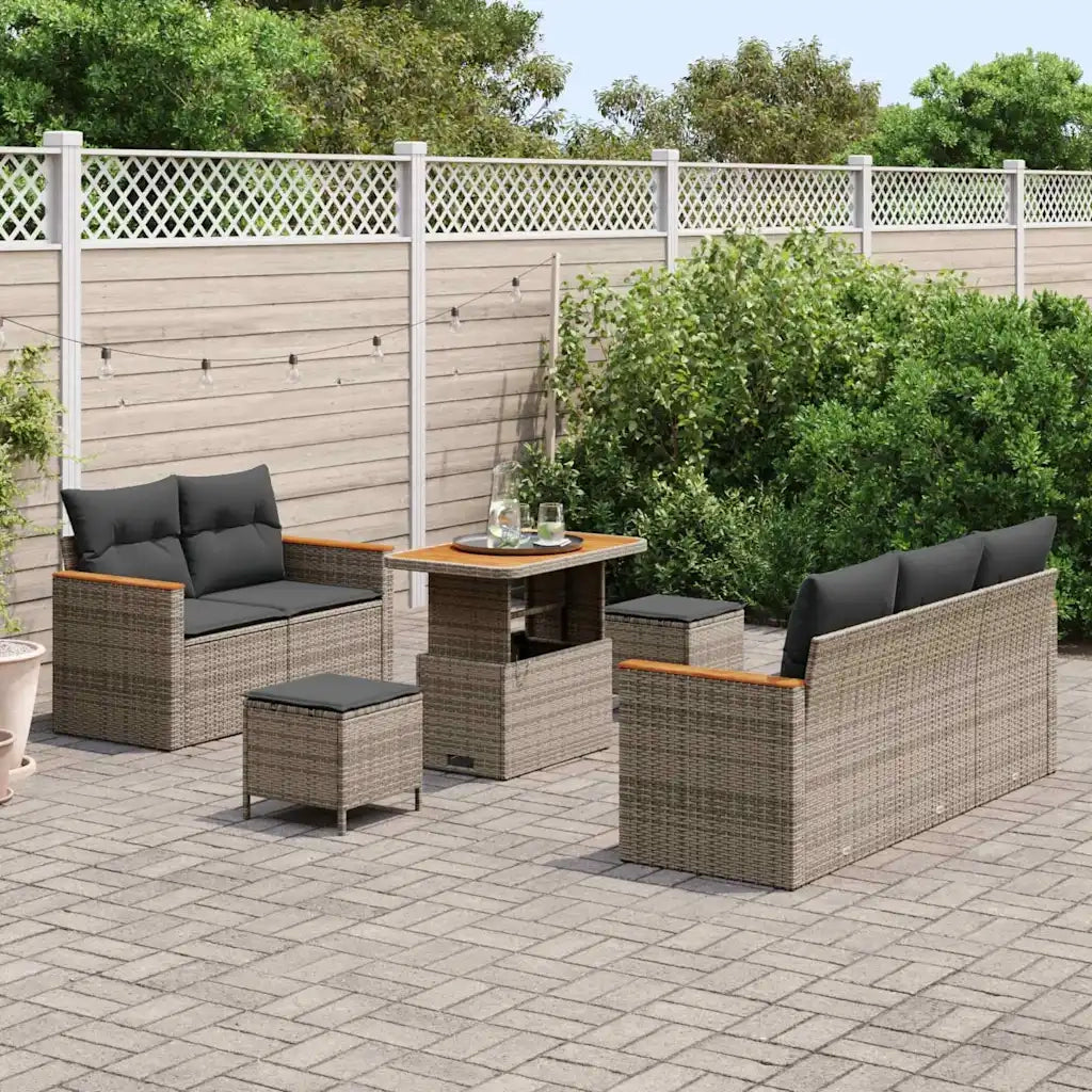 Set Divano da Giardino con cuscino 10 pcs Grigio polyrattan 3364943