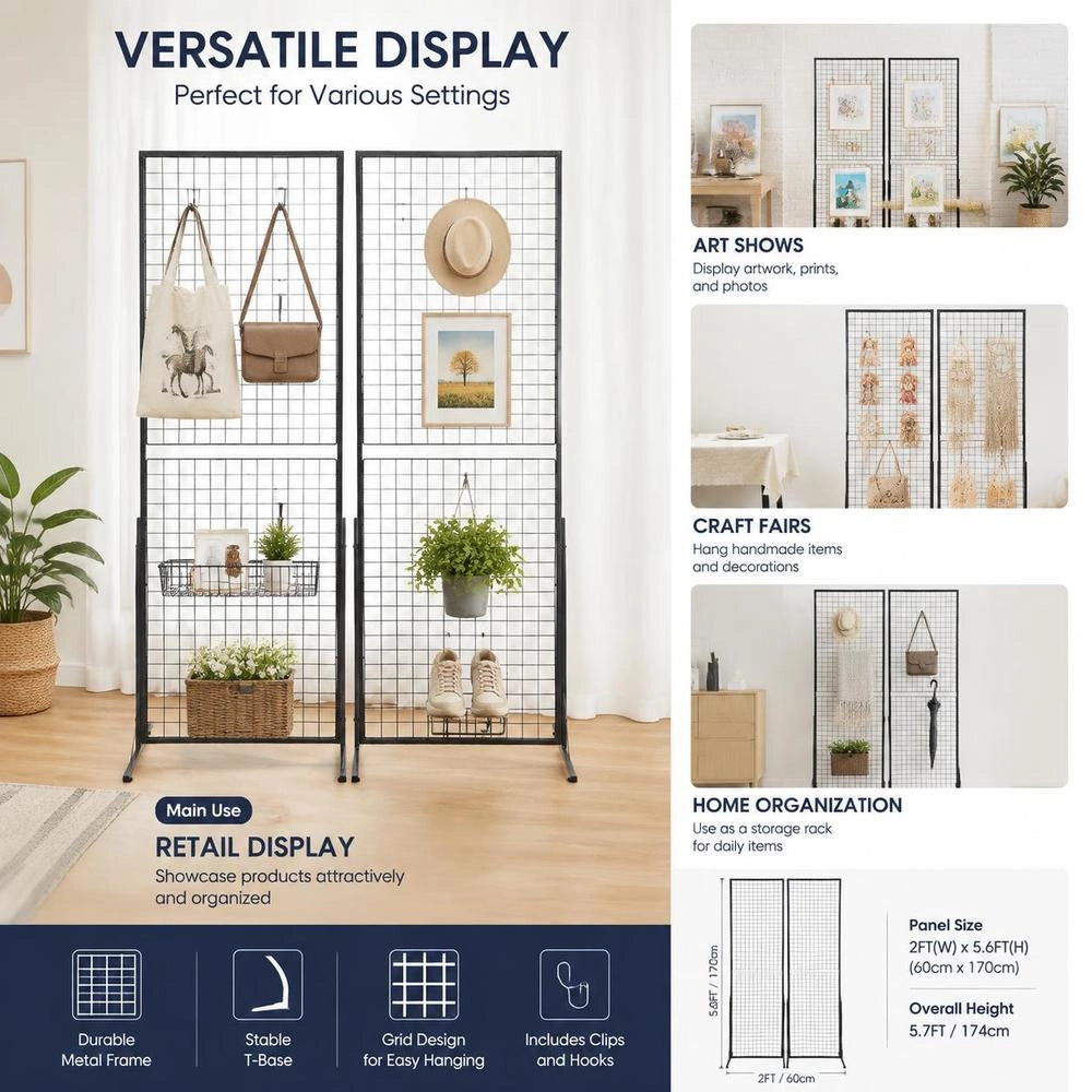 2 X 5.6 Grid Wall Panels Tower 2 Packs Wire Mesh Wall Presentation Stands