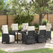 Set da pranzo da giardino da 7 pezzi in rattan PE nero