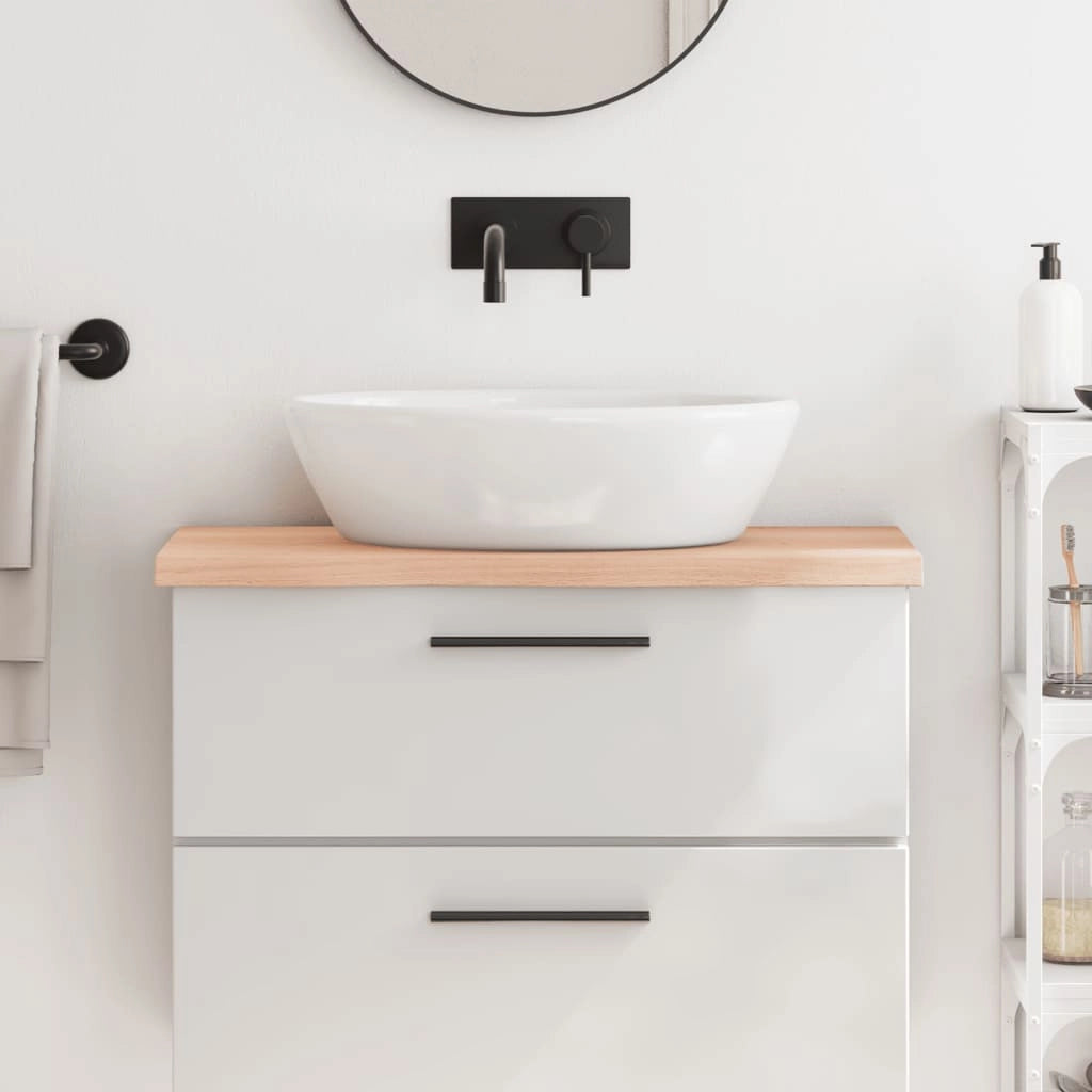 Piano Bagno 80x30x(2-4) cm in Legno Massello Non Trattatocod mxl 98441