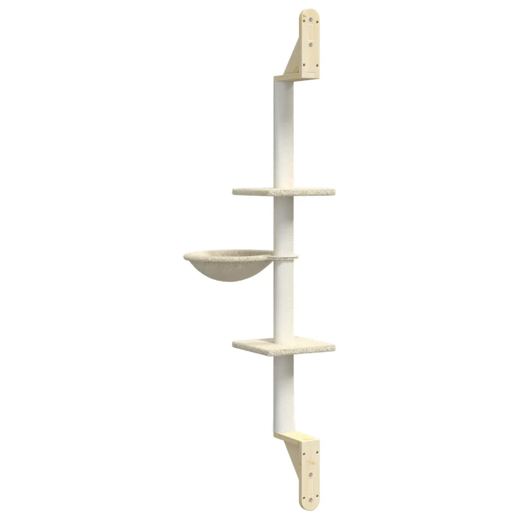 vidaXL Albero per Gatti con Tiragraffi a Parete Crema 142,5 cm