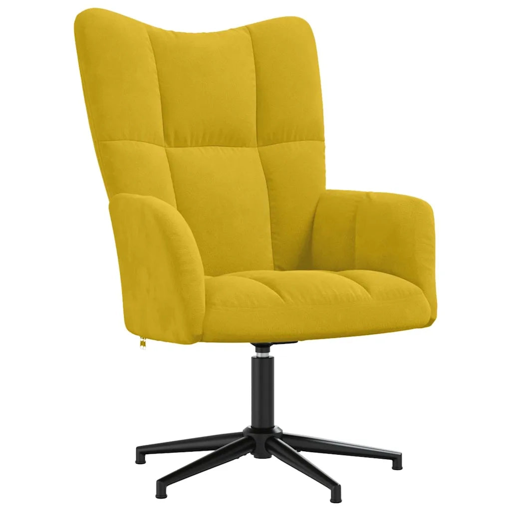 Divano Sedia-Poltrona Relax con Poggiapiedi Giallo Senape in Velluto 641196