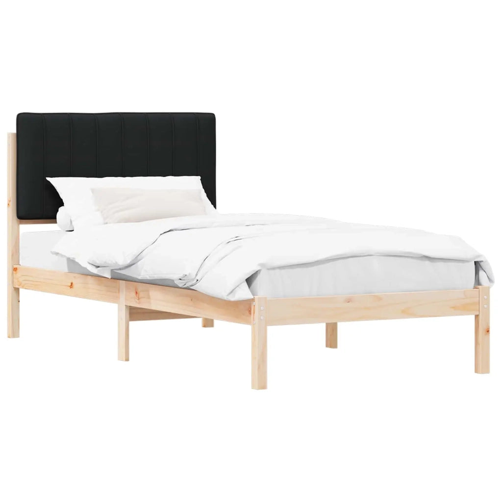 Letto con Testiera Rivestita Nero 90 x 190 cm 878086