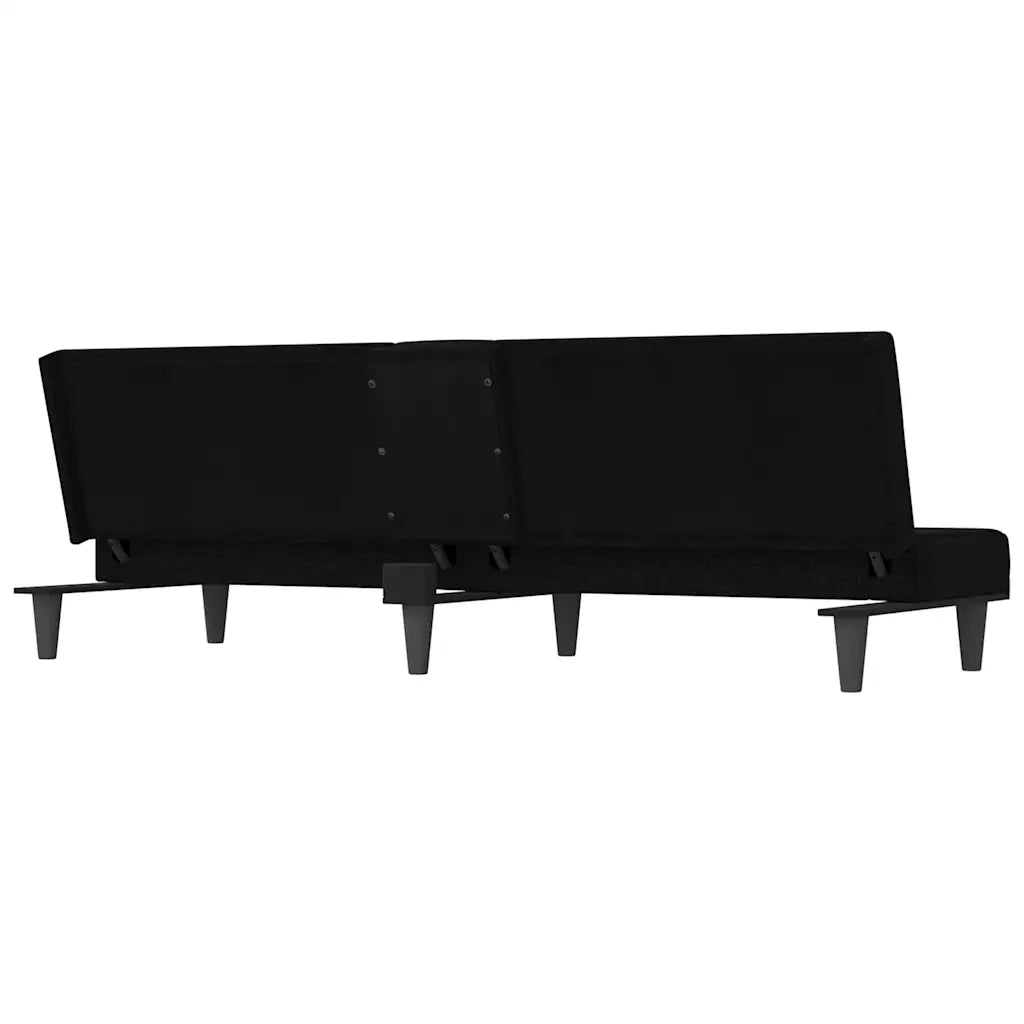 Divano Letto con Portabicchieri in Tessuto Nero 351865